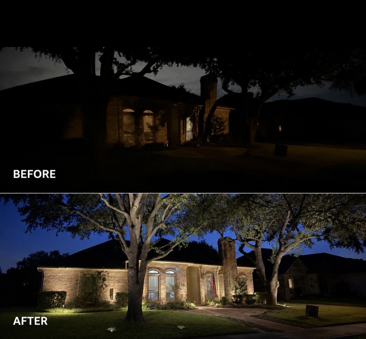 Home Outdoor Lighting Transformation in Dallas, TX